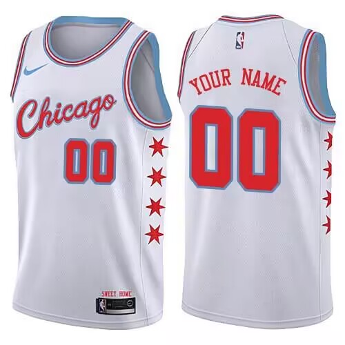 Men's White Chicago Bulls Customized City Edition Swingman Stitched Jersey